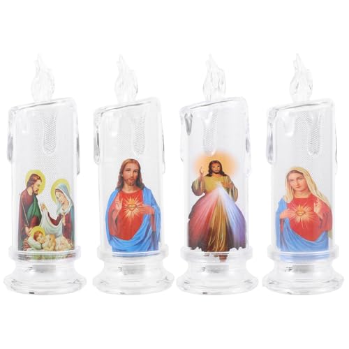 Velas LED de Jesús en pack de 4 unidades, el regalo religioso ideal para Navidad