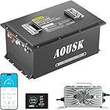 48V 105Ah Lithium Golf Cart Batteries, Built-in 200A BMS Peak current 1000A with Touch Monitor & Mobile APP, 6000+ Cycles Rechargeable, Perfect for Golf Carts(with 58.4V 22A fast charger)