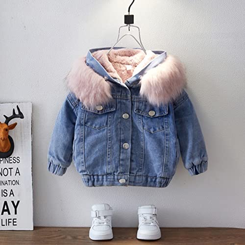 Toddler Babys Newborn Infant Girls Boys Fleece Thick Warm Hooded Jean Coat Spring Winter Clothes (b-Pink, 6-7 Years)3