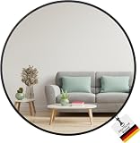 Albatros Designspiegel rond zwart met metalen rand, 70 cm diameter, voor woonkamer, badkamer, hal, slaapkamer, grote muur