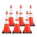 (Set of 6) CJ Safety 28" Premium PVC Traffic Safety Cones with Black Base & 6" + 4" Reflective Collars (6 Cones)