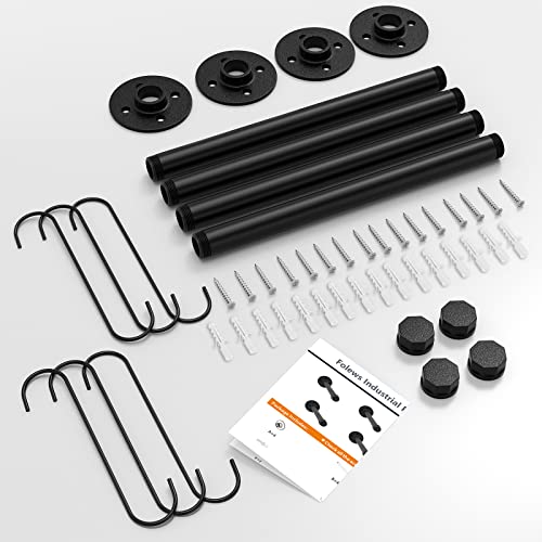 Industrial Pipe Closet Rod-13.45 Inch Wall Mounted Industrial Pipe Clothing Rack Heavy Duty Pipe Shelves For Hanging Clothes Coats Laundry Room Organizer Storage Hanger Shelf Space Saving (4Pcs ) #TOP6
