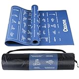 CIGOCIVI Instructional Travel Yoga Mat with 75 Asanas Poses & Exercises - Christmas Gifts for Wife and Girls, Non-slip Exercise Mat for Home Workout, Includes Carrying Bag, 68"x24"x0.25" (Blue)