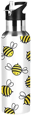 Blueangle Flying Bumble Bees Stainless Steel Water Bottle with Straw, BPA Free Reusable Leakproof Water Jug for Fitness Camping Outdoor Sports