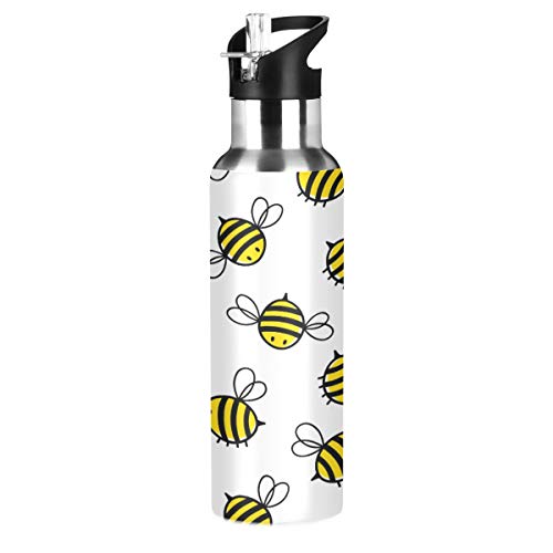 Blueangle Flying Bumble Bees Stainless Steel Water Bottle With Straw, Bpa Free Reusable Leakproof Water Jug For Fitness Camping Outdoor Sports #TOP9
