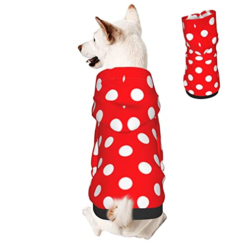 White Polka Dot Dog Hoodies, Pet Clothes Costumes, Red Pets Wear Hoodie Sweatshirts Jacket For Puppy Cat Outdoor Medium #TOP7