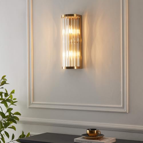 KOSILUM - Applique demi-cylindrique pampilles transparentes - Andria - Lumière Blanc Chaud Eclairage Salon Chambre Cuisine Couloir - - - E14 - IP20