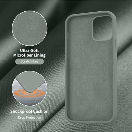 Cordking Designed for iPhone 12 Case, Designed for iPhone 12 Pro Case, Silicone Shockproof Phone Case with [Soft Anti-Scratch Microfiber Lining] 6.1 inch,Calke Green - Thumbnail 5