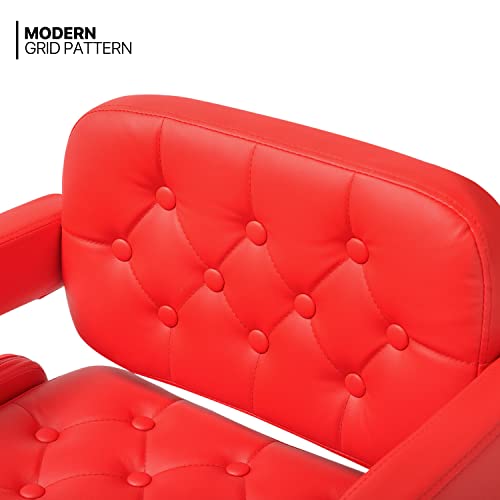 Monibloom 360° Swivel Bar Stools Set Of 2 Pu Leather Counter Height Adjustable Modern Barstools For Clubs Offices Living Rooms Chair With Button Design And Hollow Back, Red #TOP3