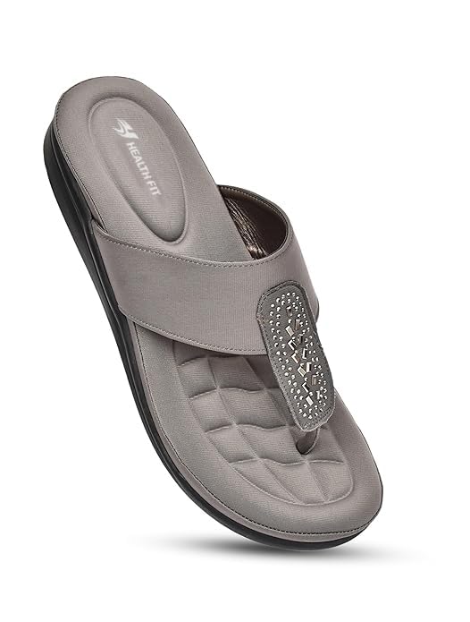 Image of HEALTH FIT EXTRA SOFT Women's Comfortable Memory Foam Doctor Slippers /Flip-Flops|Fashionable Casual & Stylish|Lightweight & Breathable|Outdoor Synthetic Casual Chappals Sandals Ladies & Girls HF23