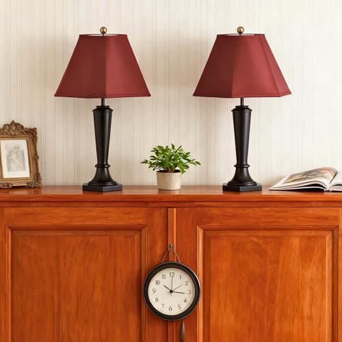 GO&SO Set of 2 Burgundy Bell Lamp Shades Fabric Lampshade, 6.5"Top x 13"Bottom x 10.5''Vertical Height,(Spider) Modern Lamp Shade For Table & Floor Lamp Shade Replacement,Easy Assembly by GO&SO - Image 4