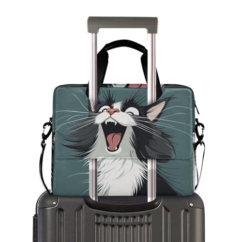 Maletín para laptop 15.6'' con diseño de gato y asas miniatura 4