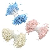 Lyivisk 1050 Stück Pfeifenreiniger Blumen Staubblatt Künstliche Blütenstaubblätter, Doppelköpfe Perlen, Matte Staubgefäße in Gelb, Weiß, Rosa Ideal für Blumen Basteln, DIY Projekte Dekoration