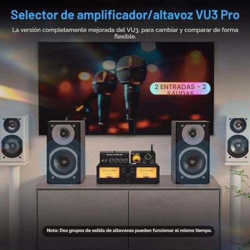 Miniatura 2 de Doukaudio Vu3pro - Medidor Vu Analógico Dual, Interruptor De Amplificador De 2 Vías, Selección De Altavoces, Amplificador De Audio, 2 En 2 Salidas Con Pastilla Mic Y Pantalla De Panel Db