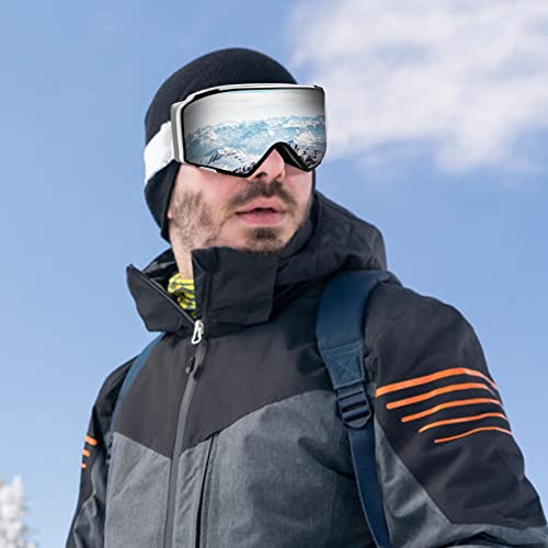 Lqfuhznus Ski Goggles For Men Women, Snowboard Goggles With Column Mirror, Anon M4S Snow Goggles Anti-Fog (Black) #TOP2