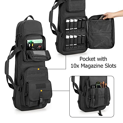 Dsleaf 28” Double Short Barrel Rifle Case With Pistol Magazine Storage Bag For 2 Rifles And 23 Magazines, Black #TOP2