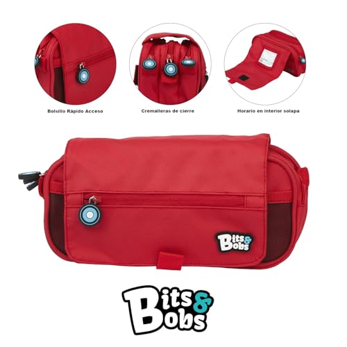 Miniatura 7 de Grafoplás Estuche Escolar Tres Compartimentos Con Solapa Rojo Bits Bobs Colores Vivos 23x10x10cm Incluye Horario Y Zona Identificación Perfecto Para Organizar Tu Material Escolar