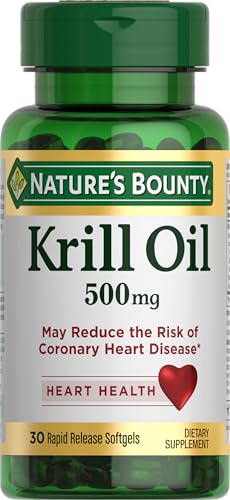 Nature's Bounty Krill Oil, Heart Health, 500mg, 30 Rapid Release Softgels - image 1