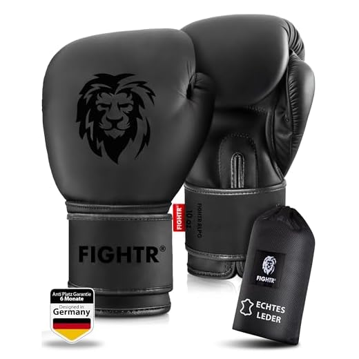 FIGHTR® Profi Boxhandschuhe aus echtem Leder | Männer und Frauen | für Boxen, MMA, Muay Thai, Kickboxen & Kampfsport 10 12 14 16 oz | inkl. Tragetasche (All Black, 14 oz)
