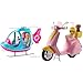 Barbie Fwy29 L'Elicottero Per Bambole, Rosa E Azzurro Con Elica Che Gira, Giocattolo Per Bambini 3 + Anni & Scooter E Cagnolino, Moto Con Cucciolo E Casco, Bambola Non Inclusa, Per Bambini 3 + Anni