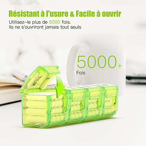 Pilulier Semainier Français 7 Jours 4 Fois Matin Midi Soir Nuit avec PU Sac 28 Compartiments Multicolores Pilulier Semainier Français – vue 4