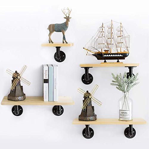 Qtt Floating Shelves Wall Shelf Floating Shelf, Retro Ledge Solid Wood Wall Decoration Display Stand Antique Wall Hanging Shelf Bedroom Shelves #TOP1