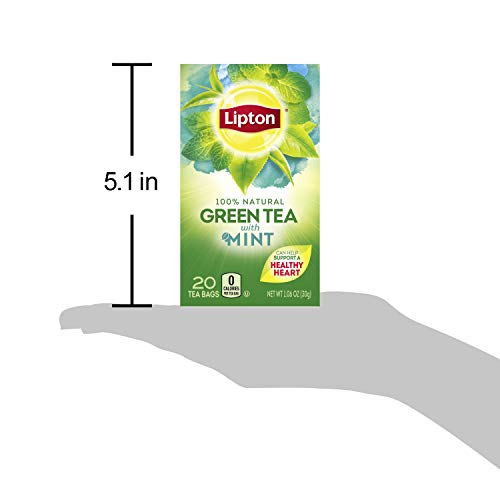 Lipton Tea Bags 100% Natural Green Tea With Mint Can Help Support A Healthy Heart 1.06 Oz 20 Count #TOP4