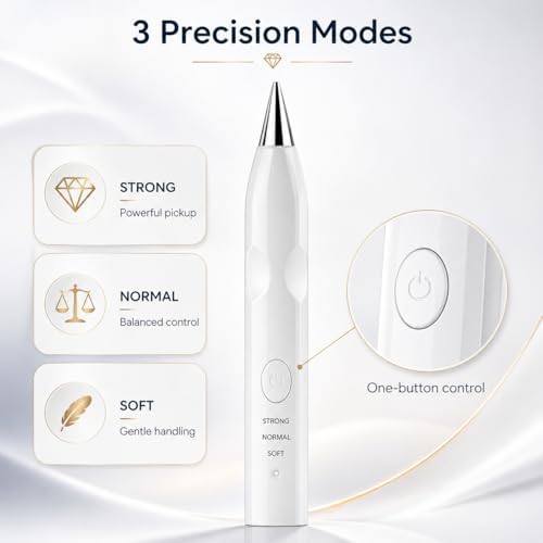 TUCEVSX Electric Diamond Painting Pen Kit, Cordless USB-C Rechargeable Diamond Art Tool with Vacuum Pickup, No Wax, 3 Suction Levels, Interchangeable Tips, Low Noise for DIY Craft Lovers.(White) - 1
