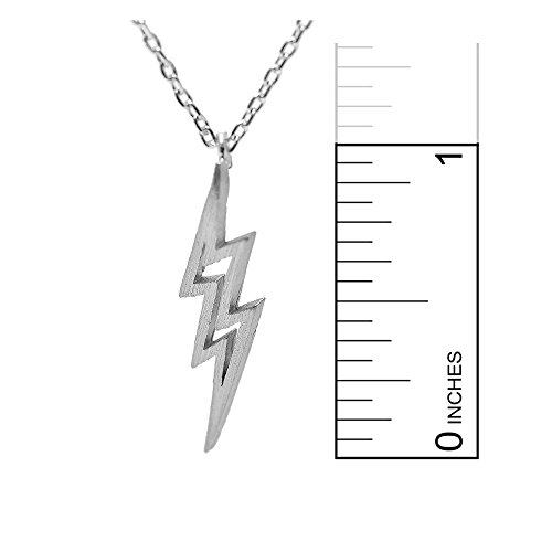 Spinningdaisy Handcrafted Brushed Metal Lightning Bolt Necklace Silver #TOP3