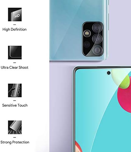 [2+2 Pack] LϟK Screen Protector for Samsung Galaxy A52 5G/A52s 5G with 2 Pack Tempered Glass and 2 Pack Camera Lens Protector - HD Clear 9H Hardness Bubble Free Easy Installation Protective Film