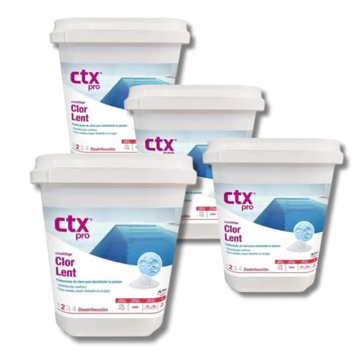 PISCIVAL Pack de 4 | Cloro Lento Granulado CTX 300GR 5KG (Total 20KG) | Tricloro de Disolución Lenta 90% Cloro útil | Mantenimiento de Piscinas | Uso NO Profesional