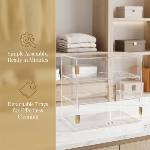 3-Tier Acrylic Bakery Display Case with Removable Trays, Clear Pastry Cabinet Countertop Bread Storage Box for Kitchen Bakery Shop – Ideal for Bread, Bagels, Donuts, Desserts by Cityjoy - Used condition - Image 4