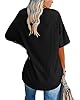 Ebifin Women's Oversized T Shirts Half Sleeve Plain V Neck T Shirt Basic Tees Loose Cotton Tunic Tops.Black.XXL #1