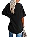 Ebifin Damen Oversize T Shirt mit V-Ausschnitt Kurzärmeliges Casual Lockere Basic Sommer Tee Shirts Bluse.Schwarz.L