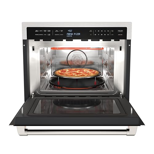 Image of KoolMore Reserve Built-in Microwave Convection Oven with Air Fry, 3-in-1 Combo, Sensor Cook, Soft-Close Door, Stainless Steel, 24 in. / 1.6 cu. ft. with NEMA 5-20P Plug in Black