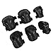Adult Protective Gear Set with Knee Elbow Wrist Pads for Roller Skate Safety, Sturdy Black (Style), 6-Piece High Hardness PVC Sponge Material, Adjustable for Extreme Sports