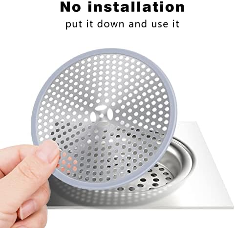 Shower Drain Hair Catcher/Strainer/Stainless Steel and Silicone /Good Grips for Bath/Tub/Sink/Flat/Floor