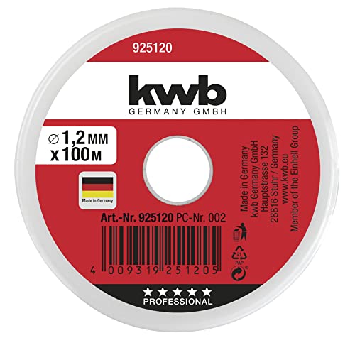 kwb Maurerschnur 100m, 1,2mm Stärke, Nylon Richtschnur in Rot - Belastbar, reißfest und vielseitig einsetzbar - Made in Germany