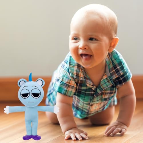 Image of Customized Text Standing Blue Shy Sprunki Plush Toys