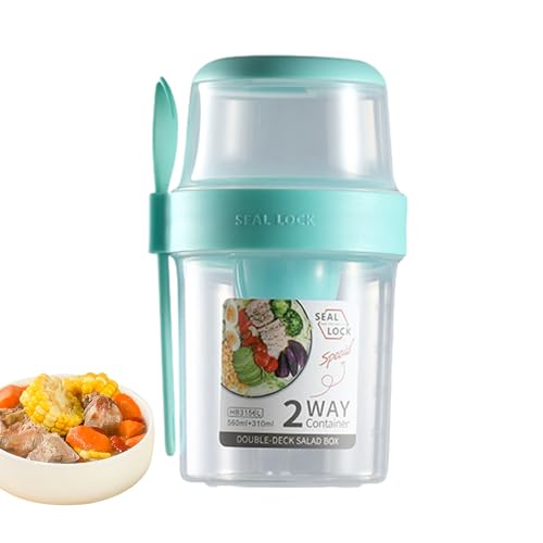 Taza de cereales para llevar, Contenedor de avena portátil de 29 oz con cuchara | Taza de cereales reutilizable, cuenco de sopa de Overnight para alimentos de noche, leche, cereales
