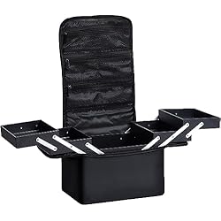 Maletín Maquillaje con Correa Estuche Cosméticos Grande Neceser Bolsa Maquillaje de Uñas Profesional Maleta de Makeup Organizador Beauty Case de Viaje Joyero y Manicura para Mujer, Nergo