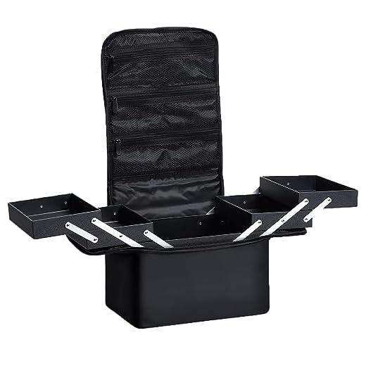 Maletín Maquillaje con Correa Estuche Cosméticos Grande Neceser Bolsa Maquillaje de Uñas Profesional Maleta de Makeup Organizador Beauty Case de Viaje Joyero y Manicura para Mujer, Nergo