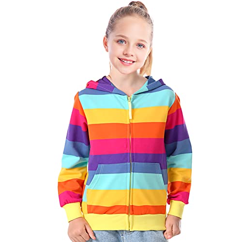 Julerwoo Girls Zip Up Hoodies Tie Dye Printed Cotton Zipper Sweatshirts Hooded for Toddler Kids2
