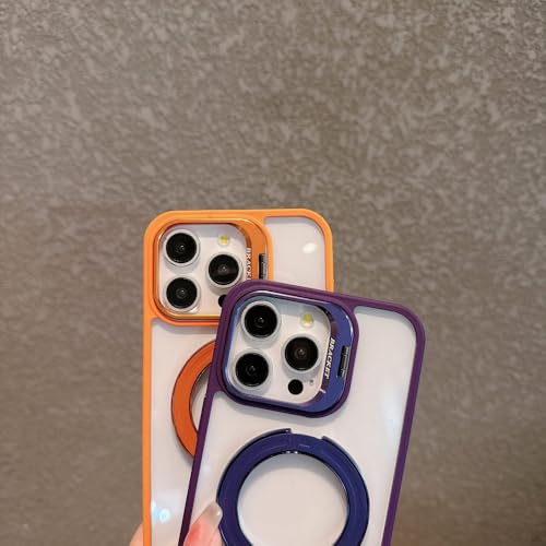 Coque iPhone 13 Pro magnétique transparente protège objectif rigide orange