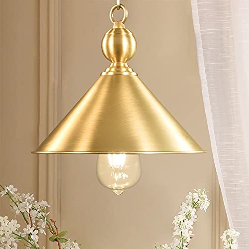 Lámpara colgante E27 retro de cobre puro para iluminación de dormitorio y salón