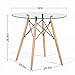 Hyhome Dining Table with Glass Top, Modern Round Glass Dining Table, Mid Century Leisure Tea or Coffee Table with Wood Legs for Kitchen, Dining Room and Living Room