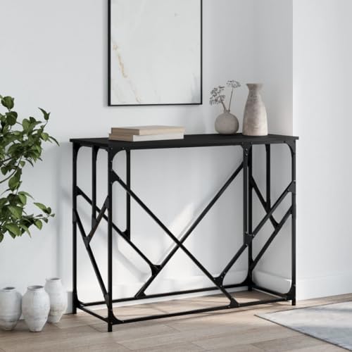 Mesa consola negra de madera y metal de 100x40x80 cm para el pasillo de casa 2