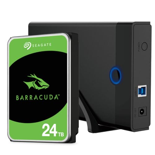 �O�t��HDD 24TB �y�g�ݗ��ăZ�b�g�z Seagate���h���C�u + ���l�u���P�[�X (�ő�32TB�Ή�) USB3.2 Gen2 �H��s�v�ŊȒP���� �e���r�^�� Windows PC PS5 ����m�F�ς�