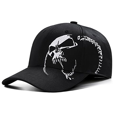 Himozoo Unisex 100% Cotton Outdoor Baseball Cap Skull Embroidery Snapback Sports Hats for Men Women (Black) Cover