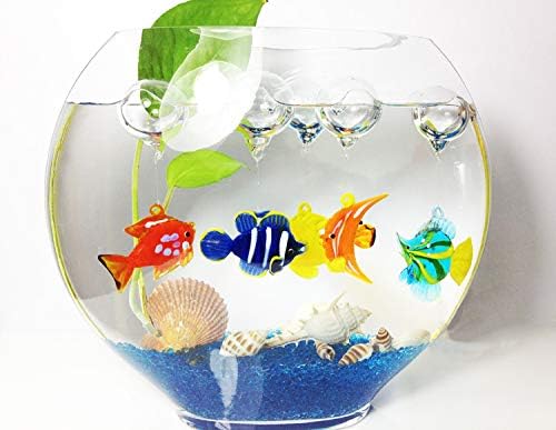 Miniatura 6 de Figuras de peces de vidrio soplado a mano con flotadores, juego de 3 pequeños animales marinos tropicales decorativos (A)